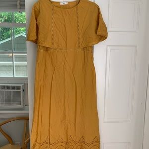 Gold/yellow MANGO maxi dress with broderie anglaise, size 8, like new